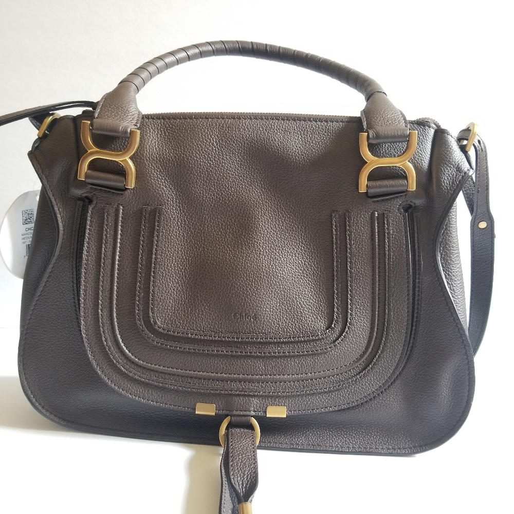 Chloe Medium Marcie Leather Satchel Bold Brown - Picture 4 of 12